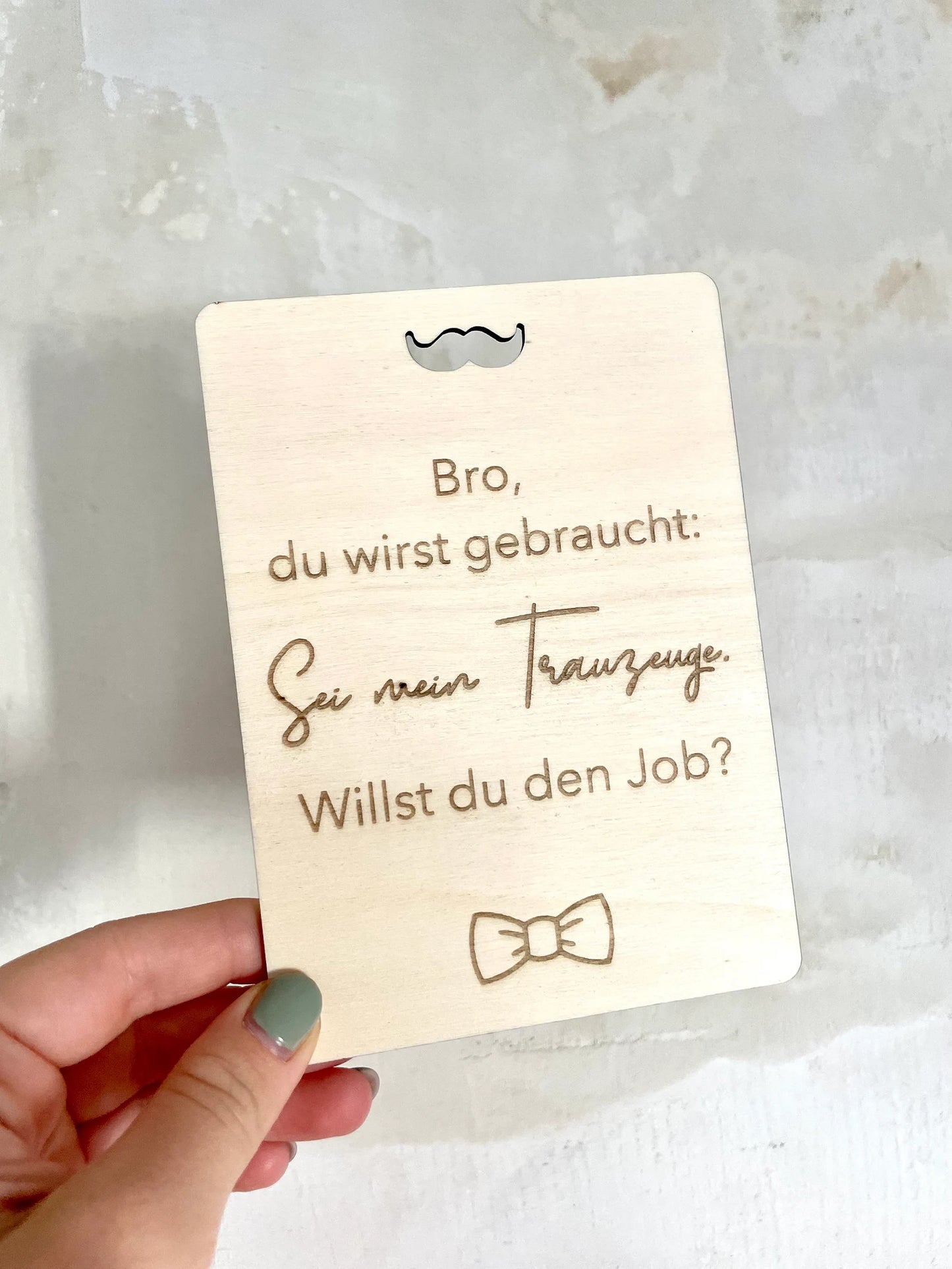 Personalisierte Holzpostkarte – Trauzeuge