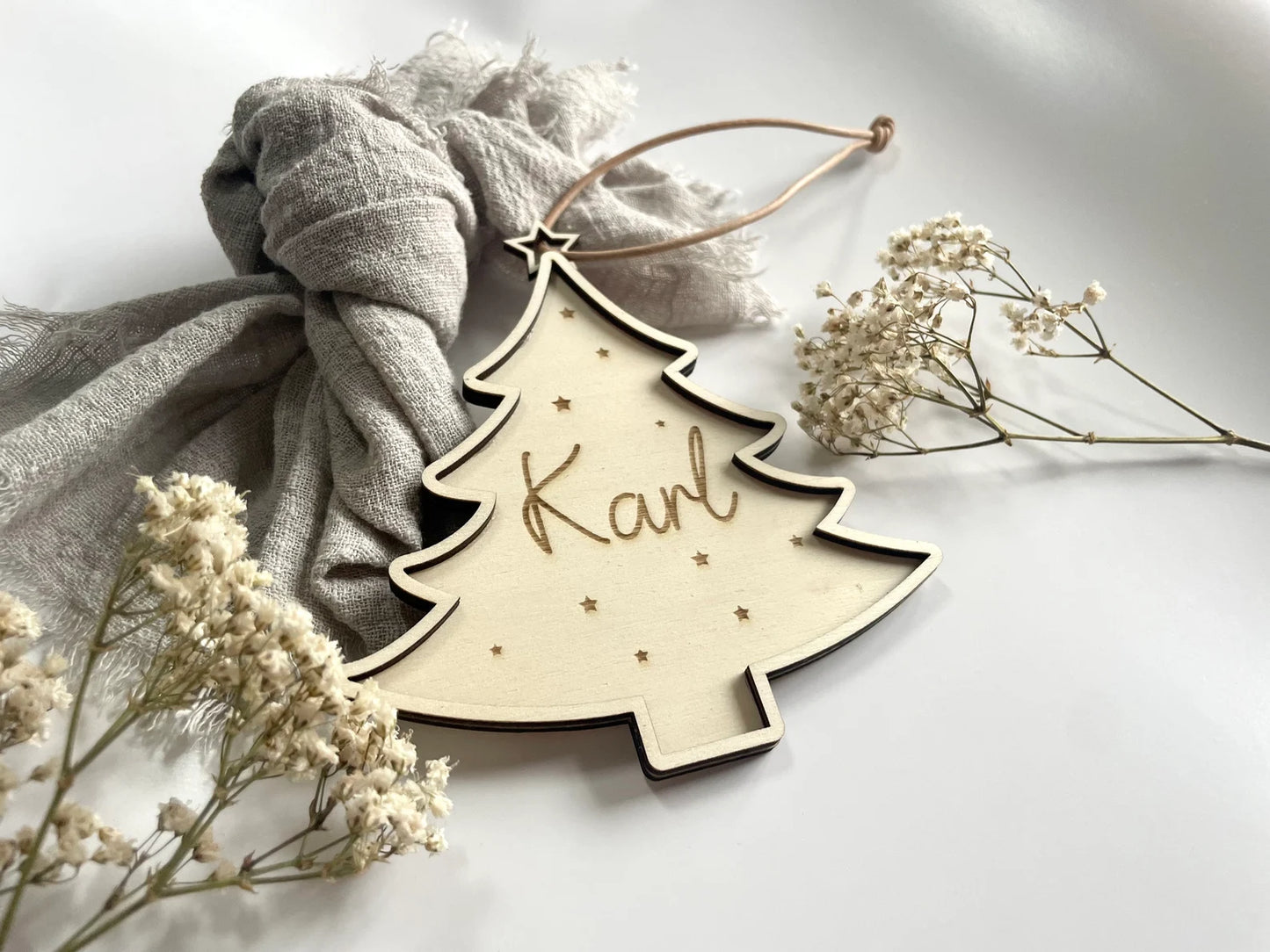 Personalisierter Weihnachtsbaumanhänger – Weihnachtsbaum aus Holz 3D