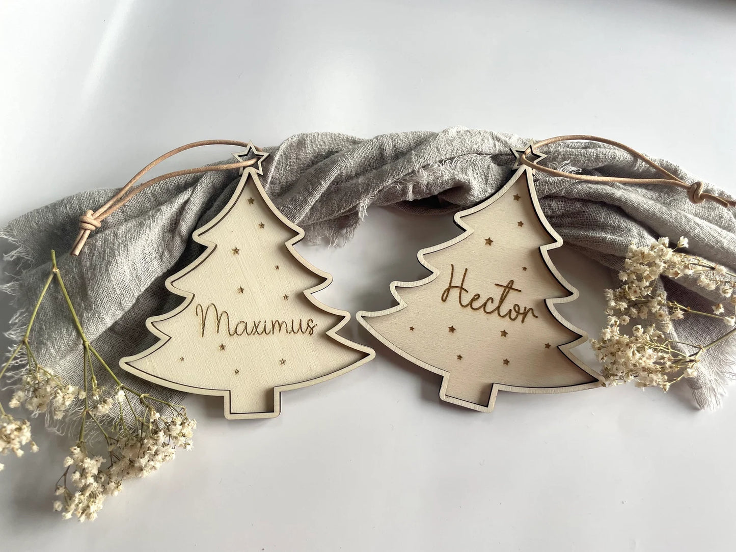 Personalisierter Weihnachtsbaumanhänger – Weihnachtsbaum aus Holz 3D