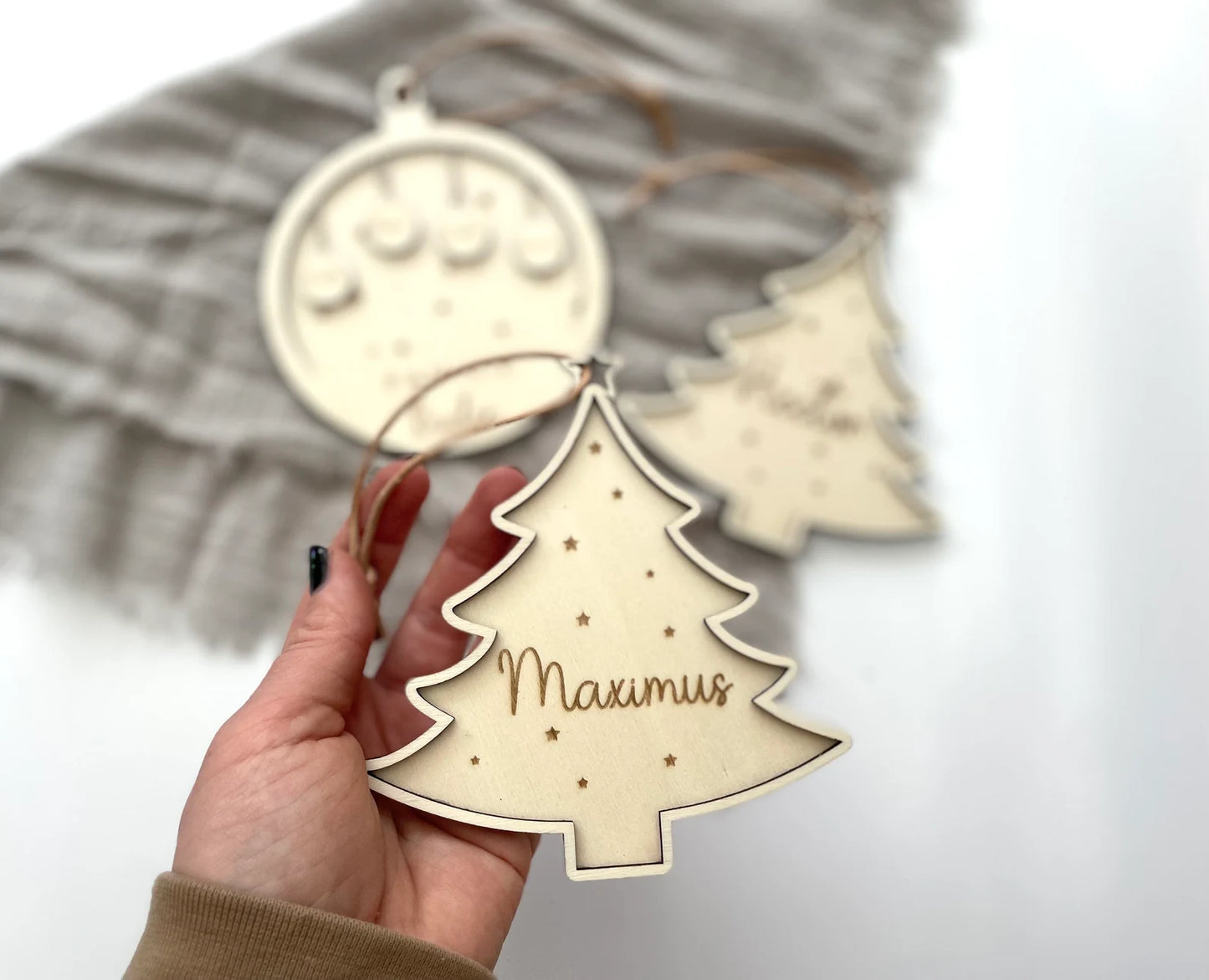 Personalisierter Weihnachtsbaumanhänger – Weihnachtsbaum aus Holz 3D