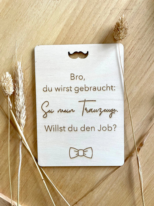 Personalisierte Holzpostkarte – Trauzeuge