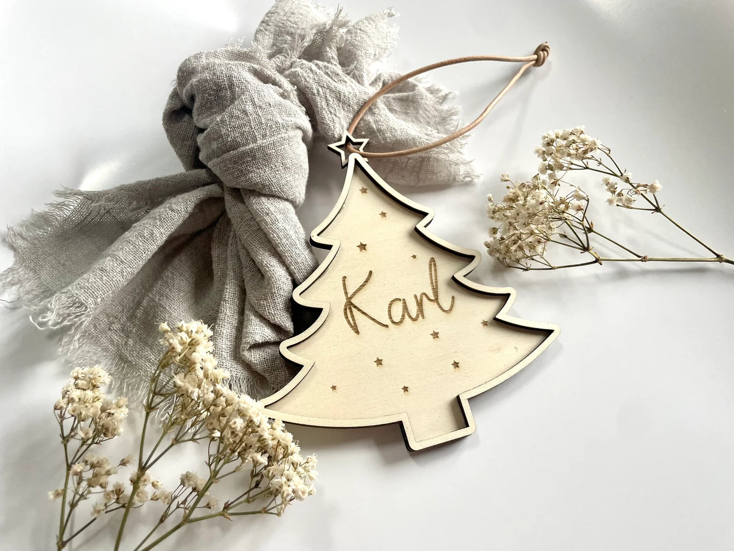 Personalisierter Weihnachtsbaumanhänger – Weihnachtsbaum aus Holz 3D