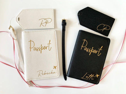 Personalisierte Passporthülle + Kofferanhänger – 2er Set – Design 2