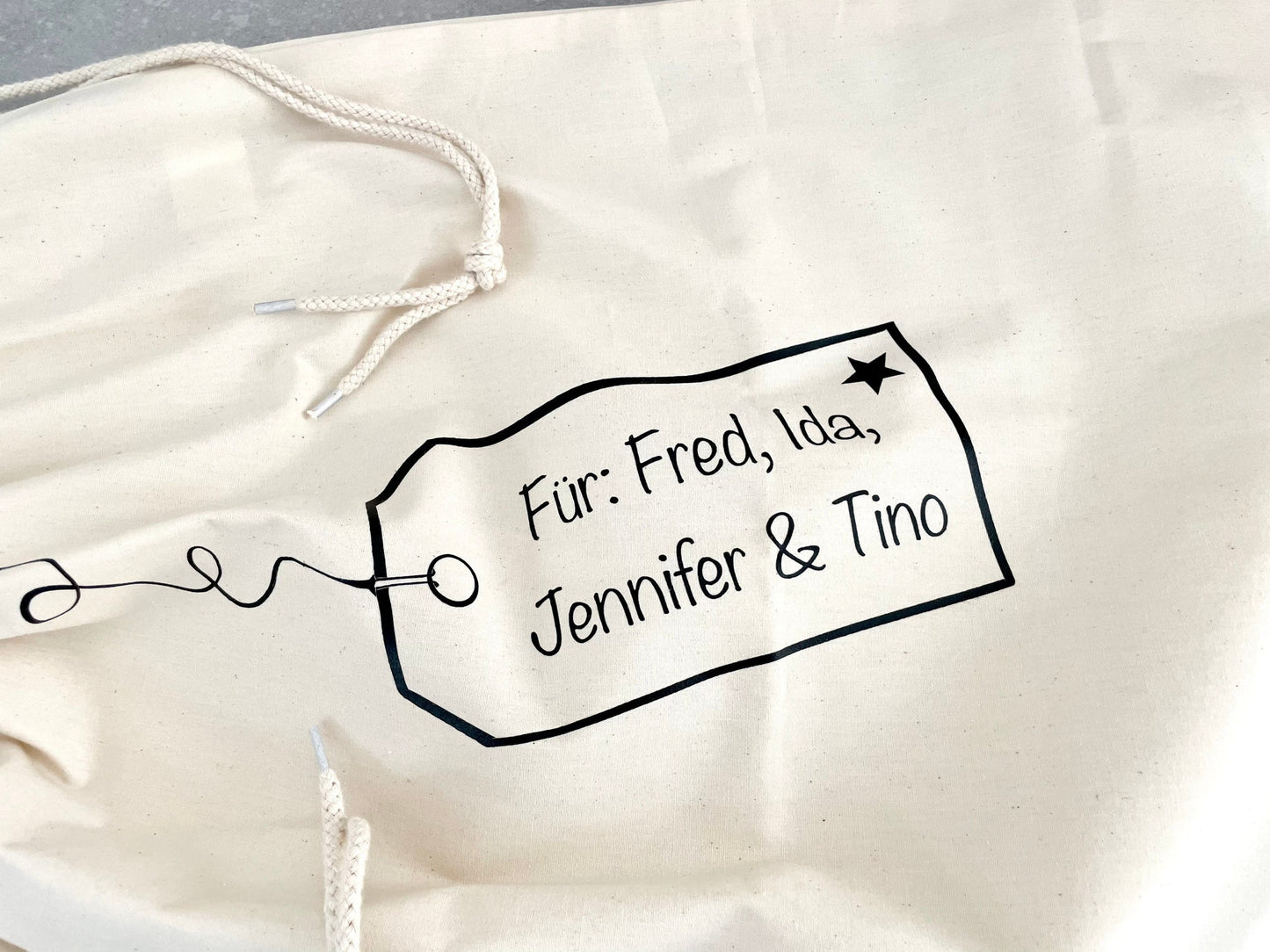 Personalisierter XL Weihnachtsmannsack – Baumwollsack mit Namen