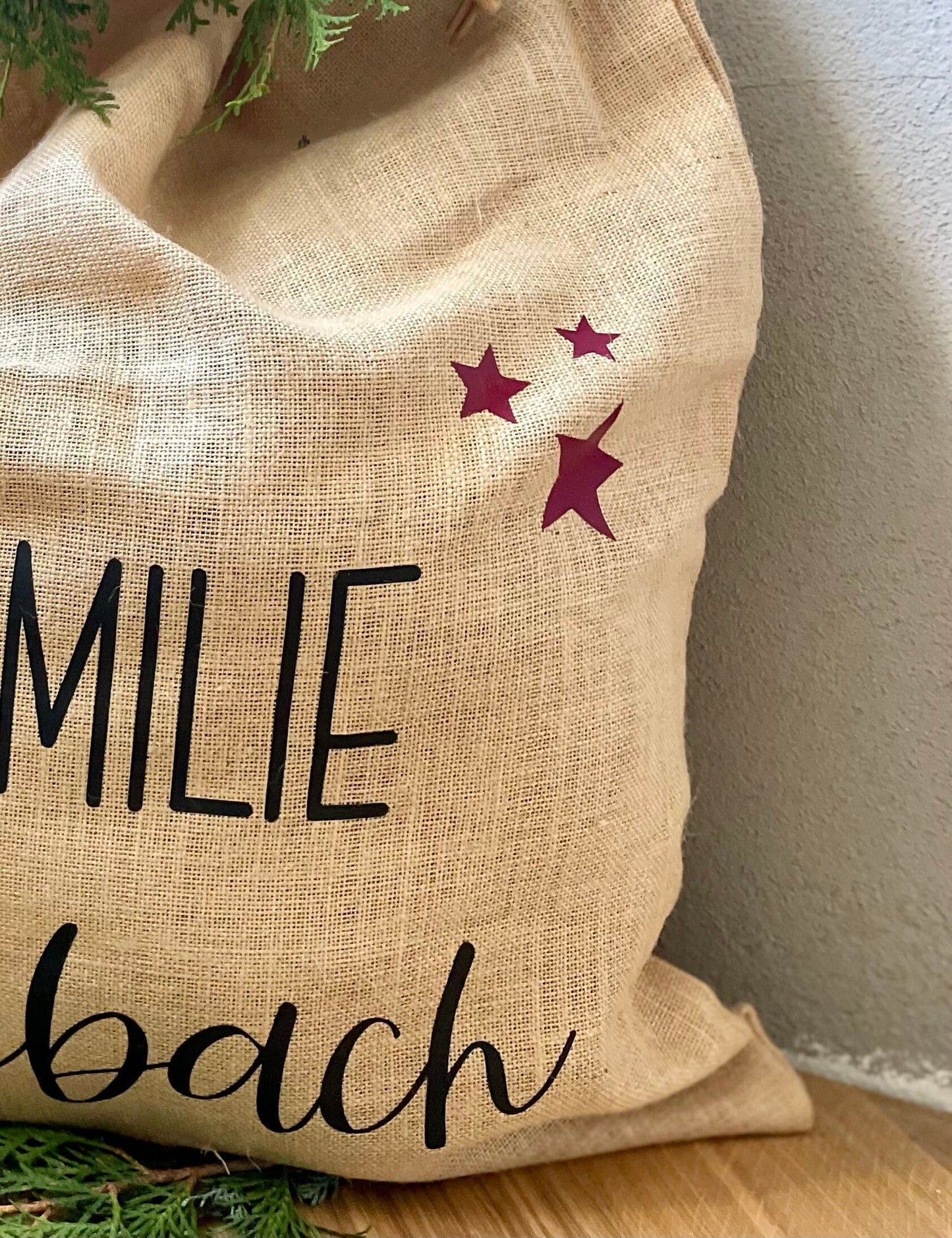 Personalisierter XL Weihnachtsmannsack – Jutesack mit Namen
