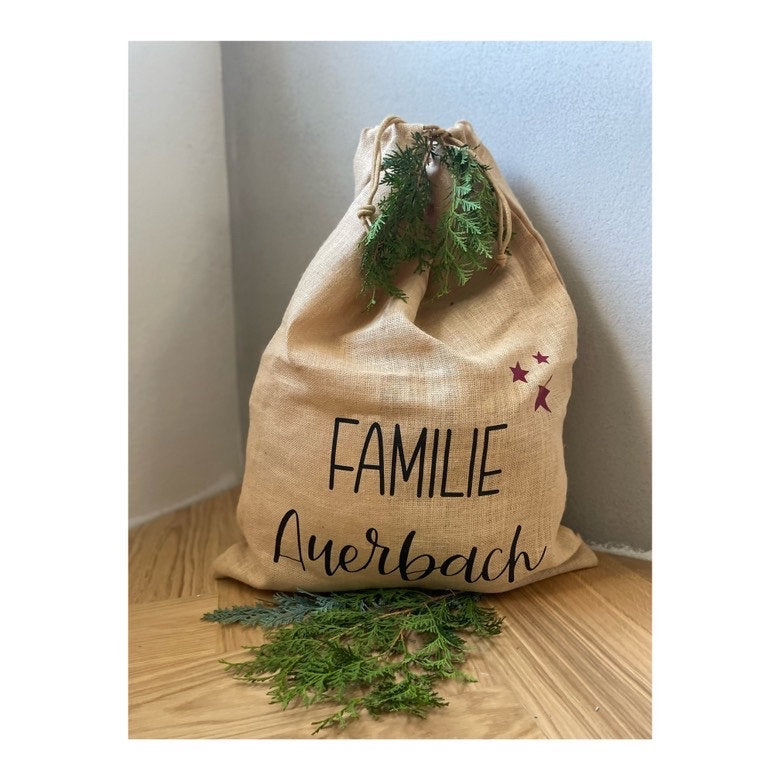 Personalisierter XL Weihnachtsmannsack – Jutesack mit Namen