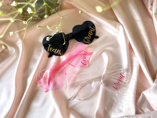 Personalisierte JGA Sonnenbrillein Herzform