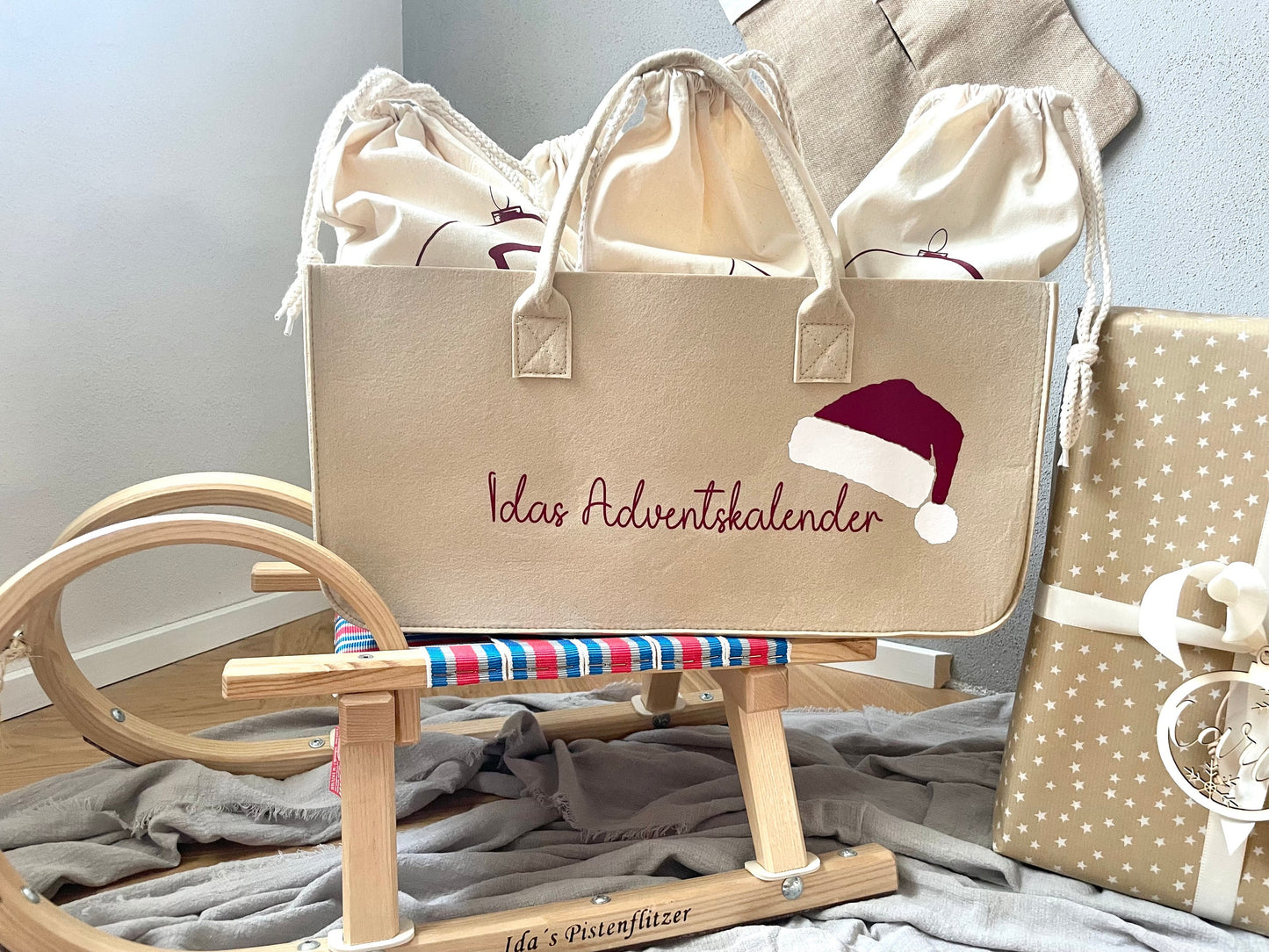 Personalisierter Filzkorb als Adventskalender