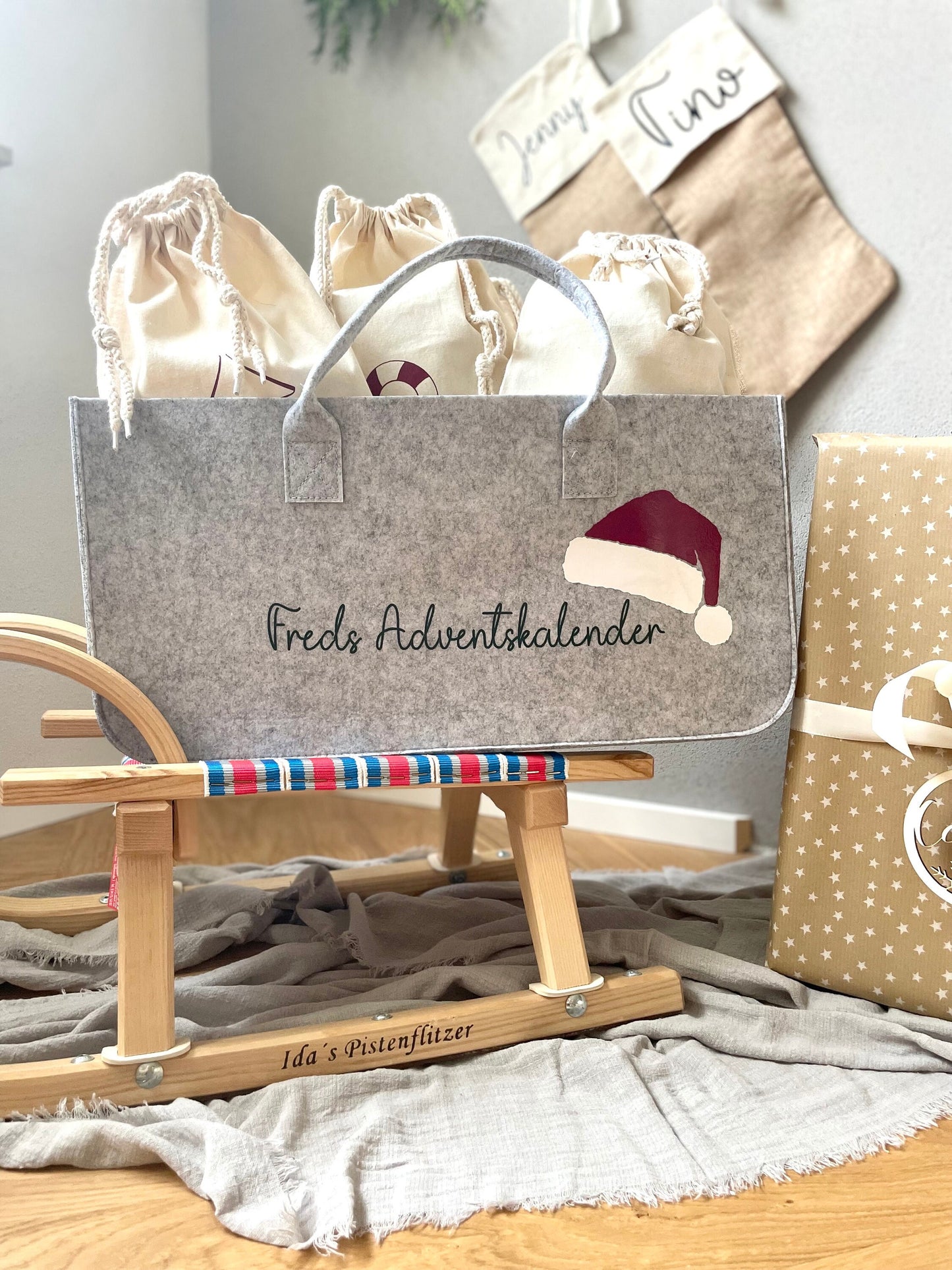 Personalisierter Filzkorb als Adventskalender