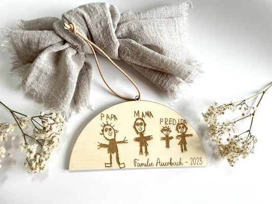 Personalisierter Weihnachtsbaumanhänger – Kinderbild aus Holz