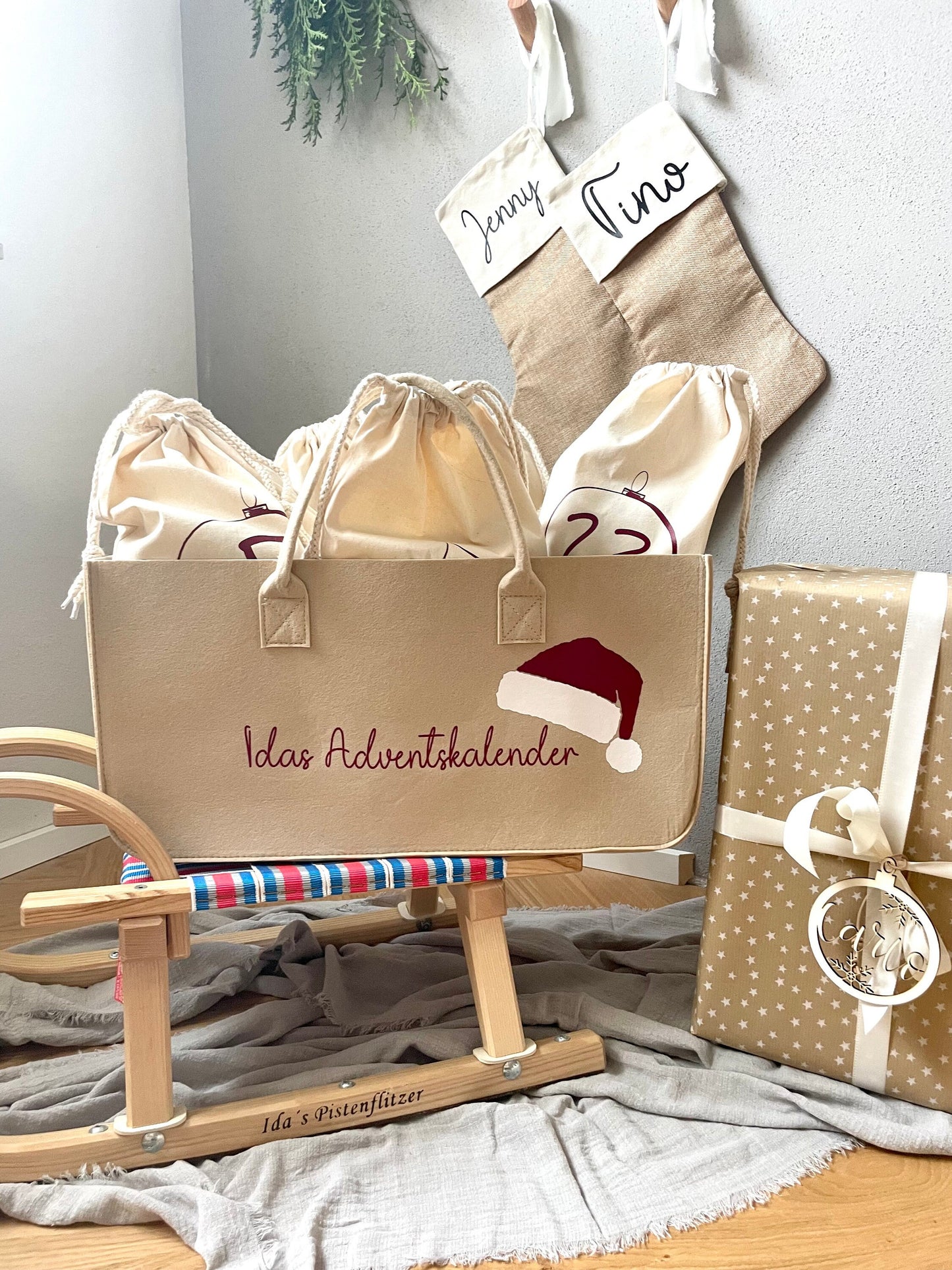 Personalisierter Filzkorb als Adventskalender