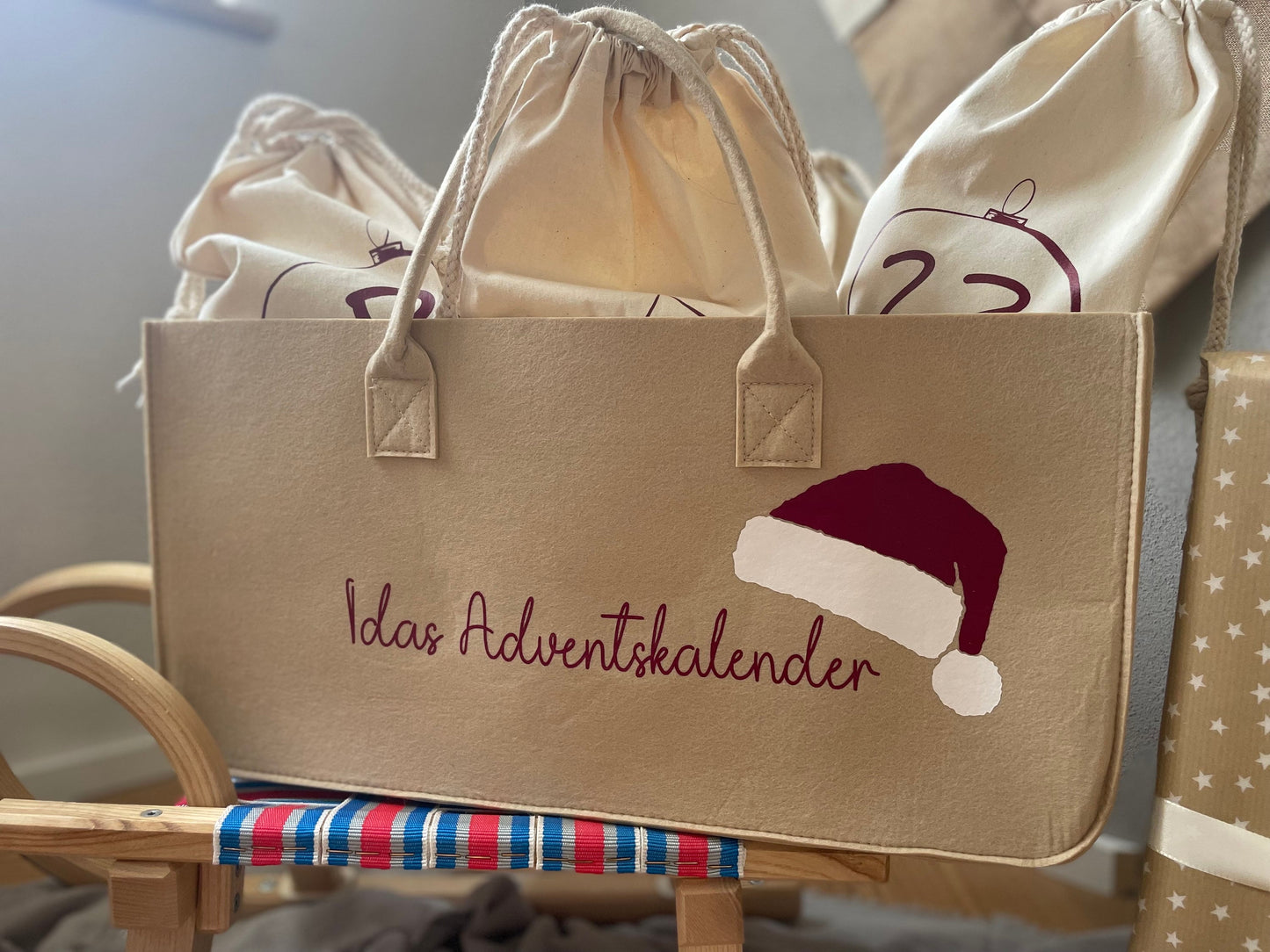 Personalisierter Filzkorb als Adventskalender