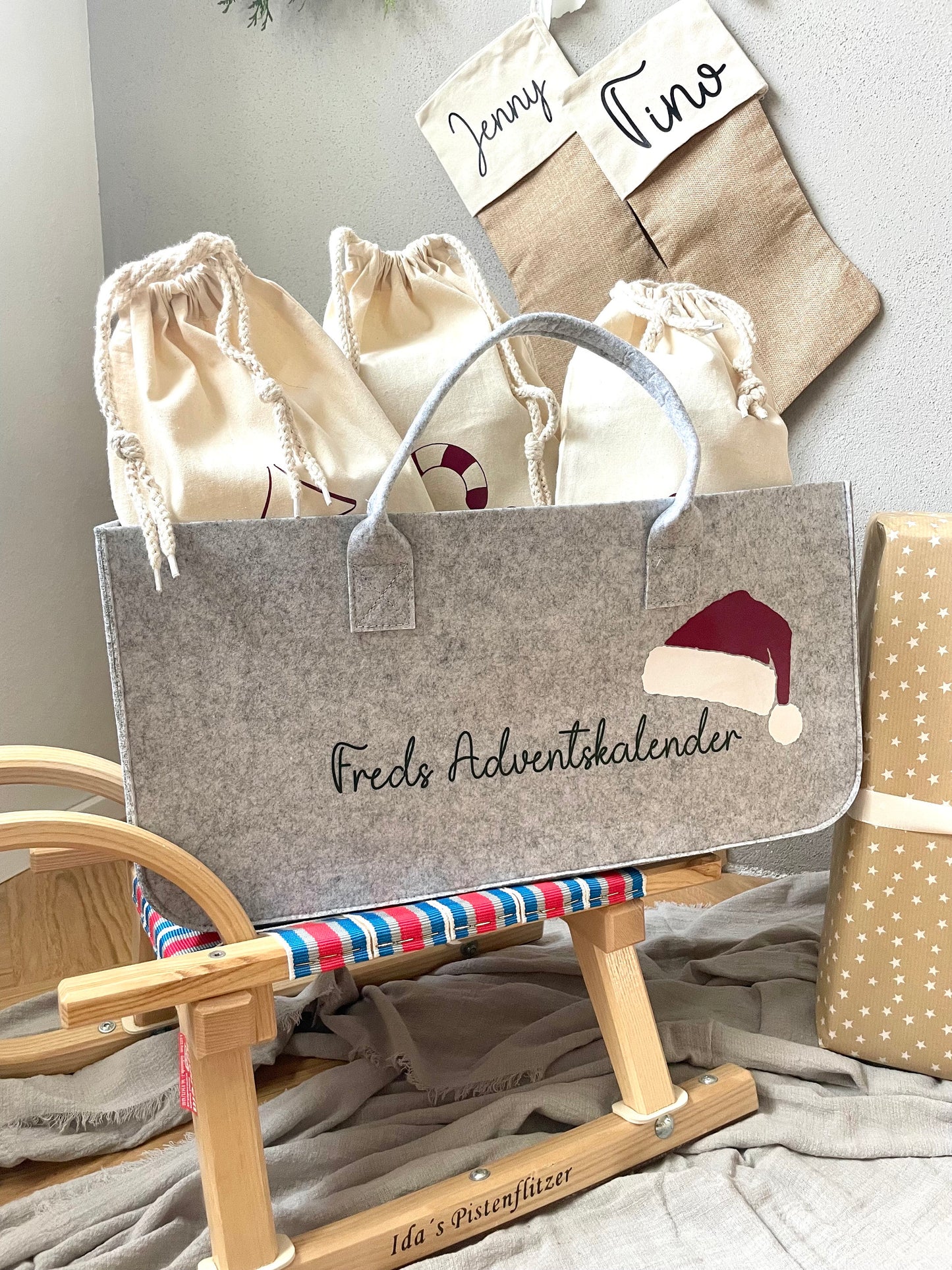 Personalisierter Filzkorb als Adventskalender
