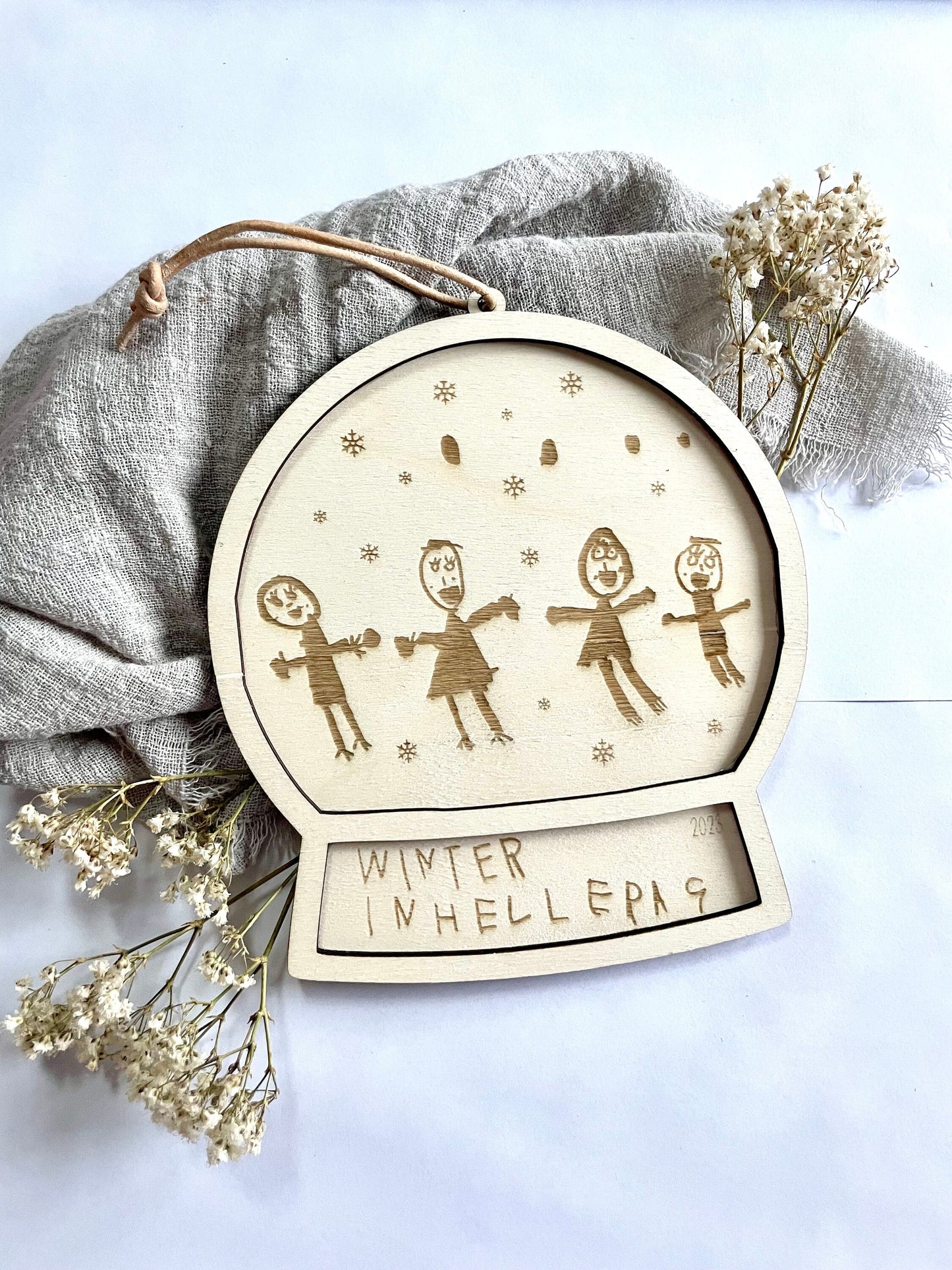 Personalisierter Weihnachtsbaumanhänger – Kinderbild aus Holz 3D