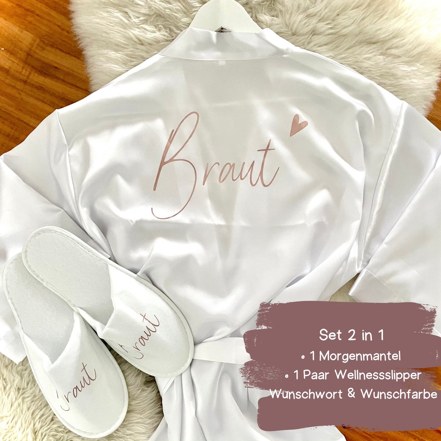 Personalisierter Morgenmantel & Wellnessslipper – 2er Set