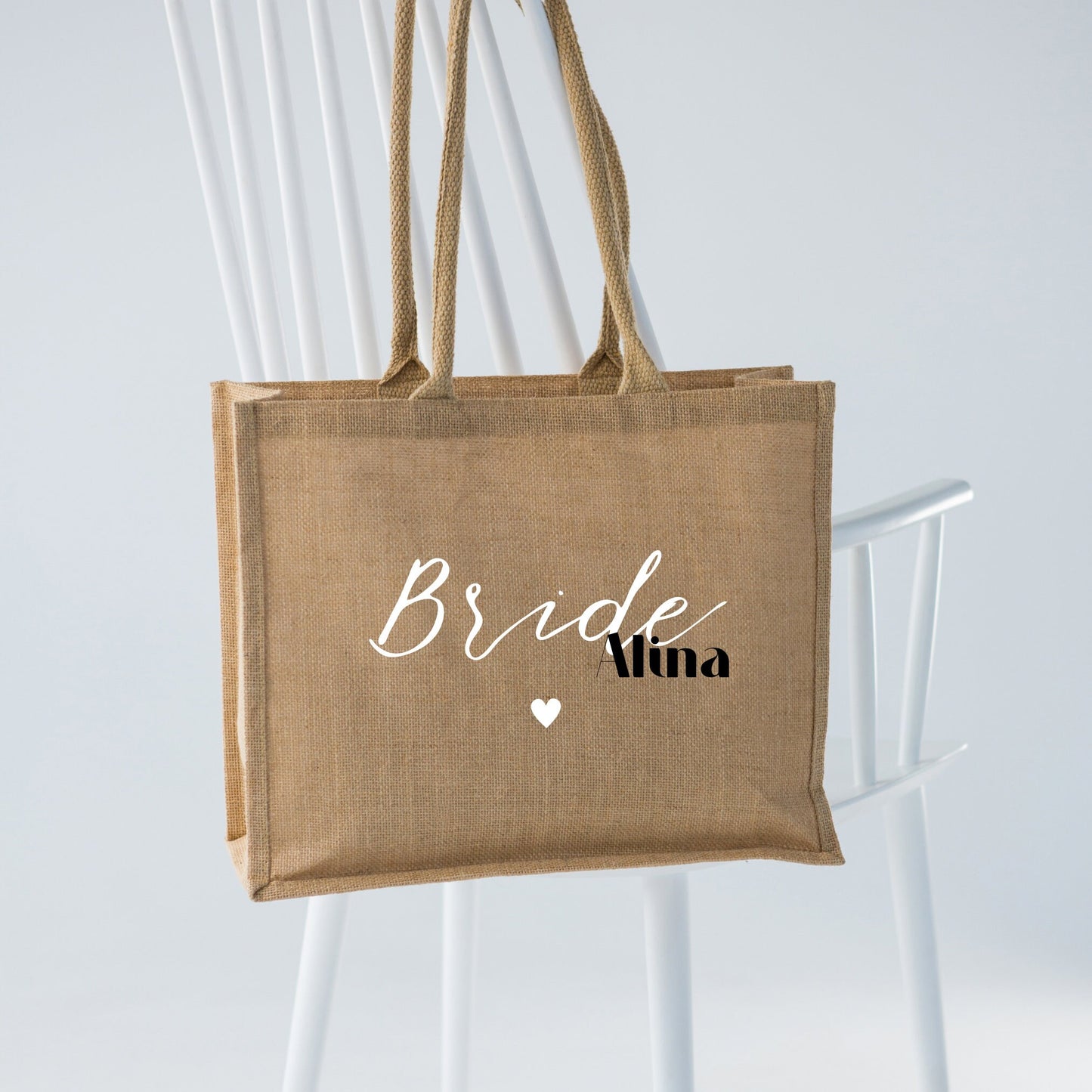 Personalisierte Jutetasche – Braut, Brautjungfer, Trauzeugin