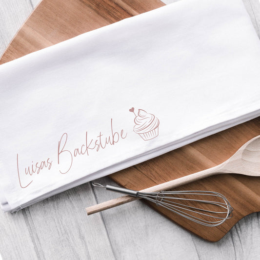 Geschirrtuch mit Wunschwort und Symbol