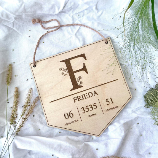 Personalisierter Wimpel mit Geburtsdaten