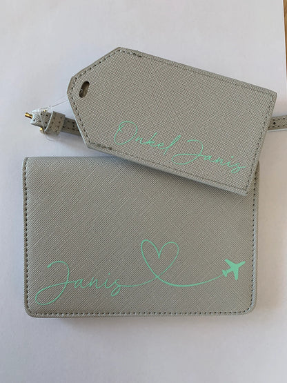 Personalisierte Passporthülle + Kofferanhänger – 2er Set – Design 4