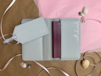 Personalisierte Passporthülle + Kofferanhänger – 2er Set – Design 2