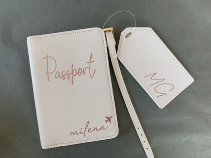 Personalisierte Passporthülle + Kofferanhänger – 2er Set – Design 2