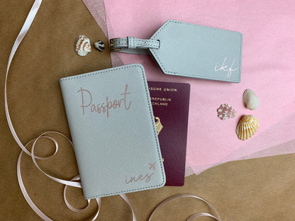 Personalisierte Passporthülle + Kofferanhänger – 2er Set – Design 2