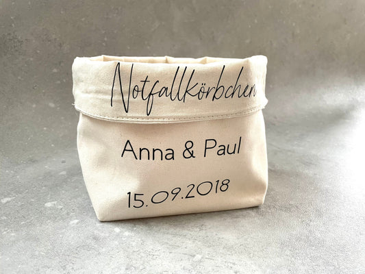 Personalisiertes Notfallkörbchen für Hochzeiten