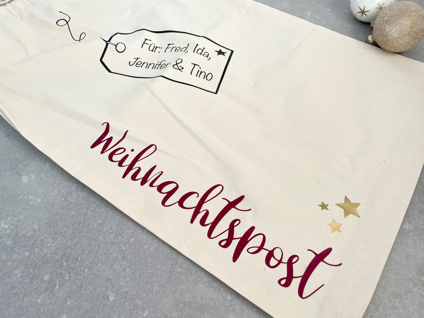 Personalisierter XL Weihnachtsmannsack – Baumwollsack mit Namen