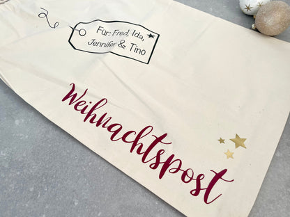 Personalisierter XL Weihnachtsmannsack – Baumwollsack mit Namen