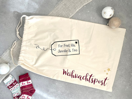Personalisierter XL Weihnachtsmannsack – Baumwollsack mit Namen