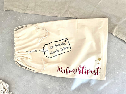 Personalisierter XL Weihnachtsmannsack – Baumwollsack mit Namen