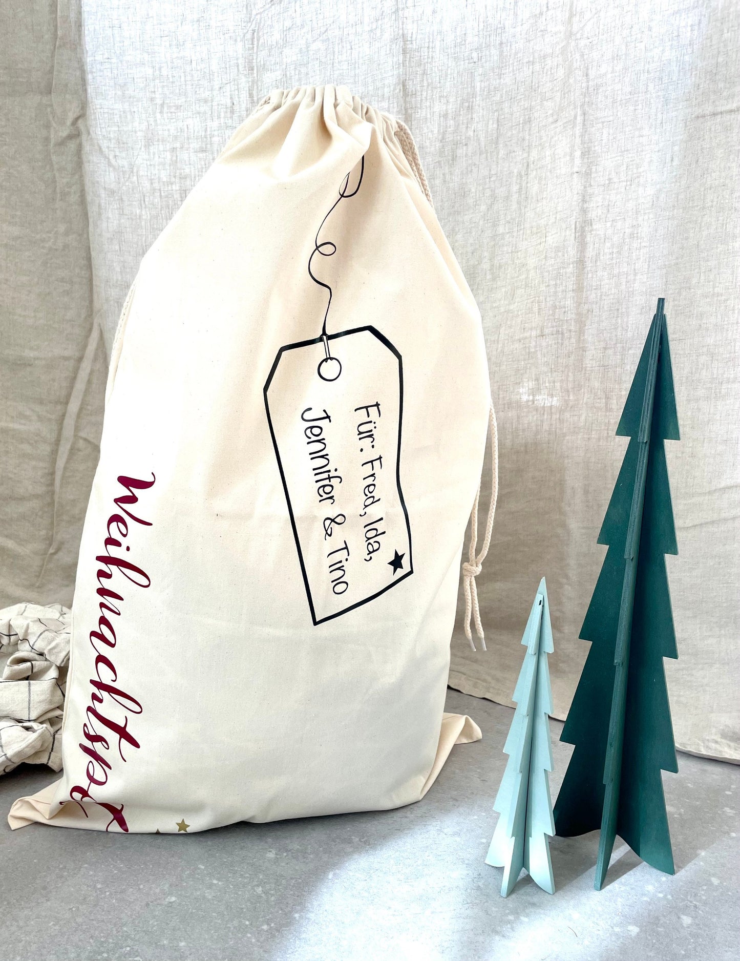 Personalisierter XL Weihnachtsmannsack – Baumwollsack mit Namen