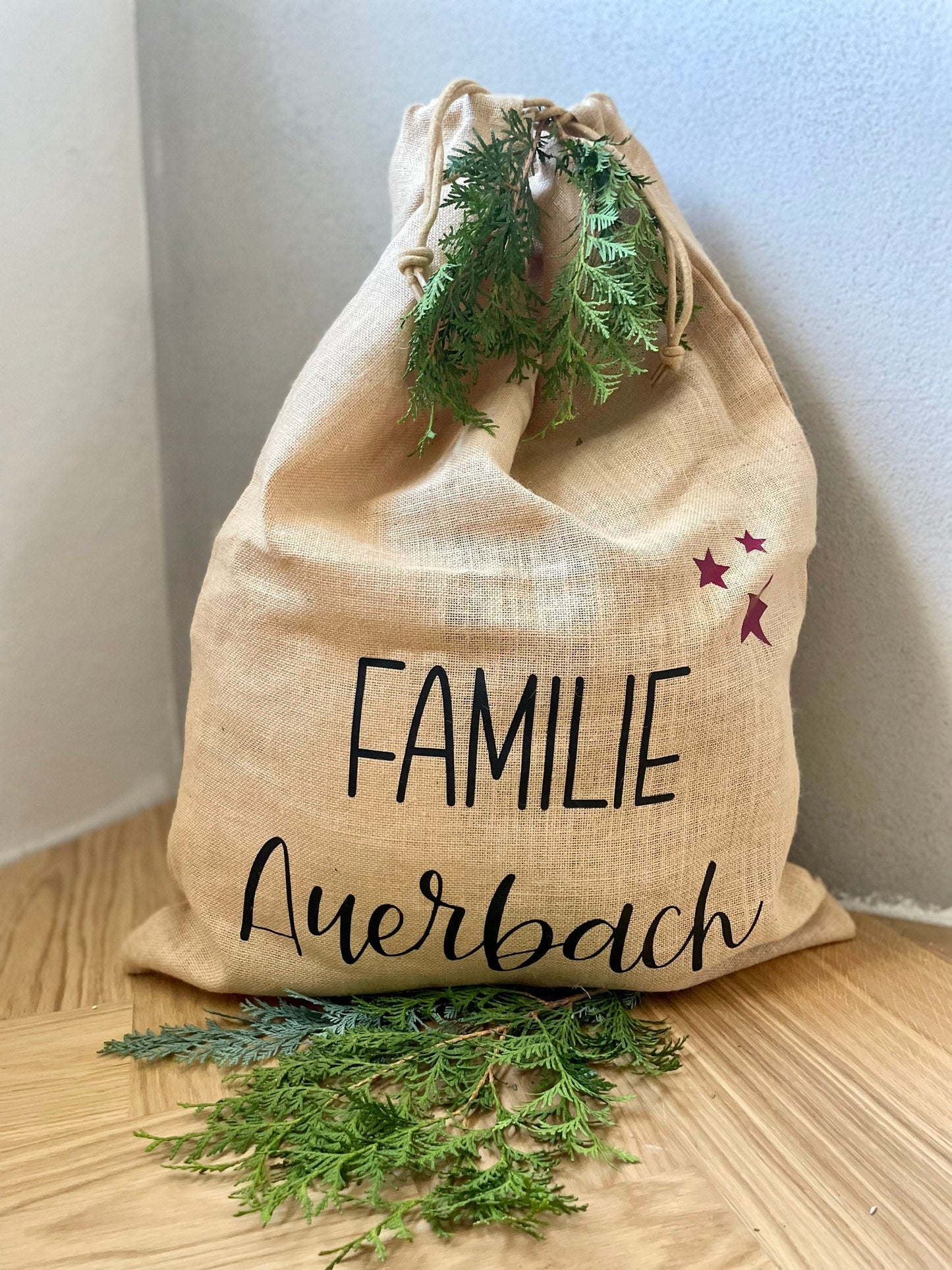 Personalisierter XL Weihnachtsmannsack – Jutesack mit Namen
