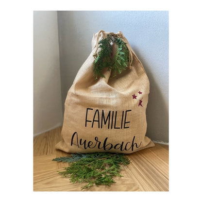 Personalisierter XL Weihnachtsmannsack – Jutesack mit Namen