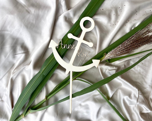 Personalisierter Caketopper für die Hochzeitstorte – Anker