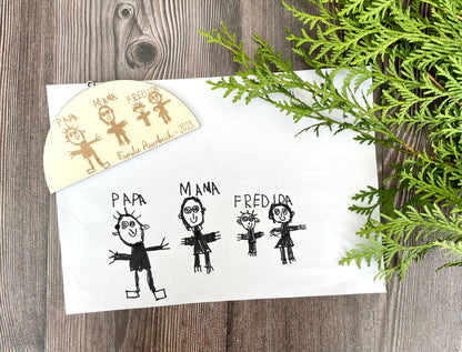 Personalisierter Weihnachtsbaumanhänger – Kinderbild aus Holz