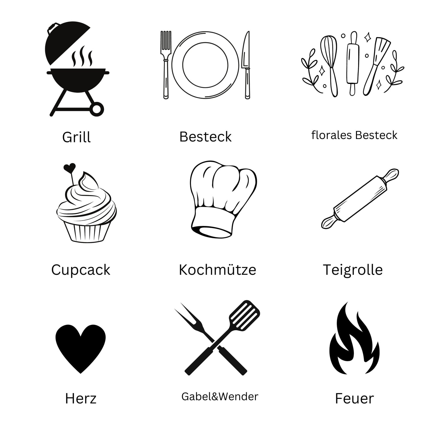 Geschirrtuch mit Wunschwort und Symbol
