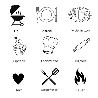 Geschirrtuch mit Wunschwort und Symbol
